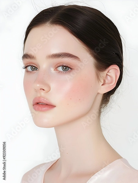 Obraz Beautiful Young Woman with Soft Makeup and Clear Complexion
