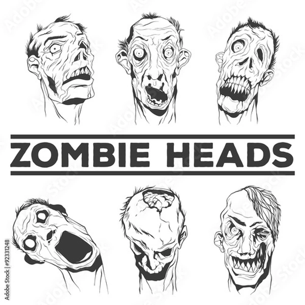 Fototapeta Zombie heads vector illustrations