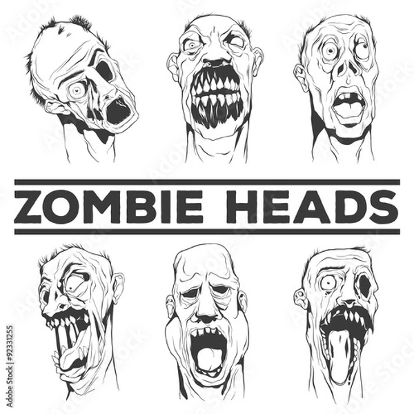 Obraz Zombie heads vector illustrations
