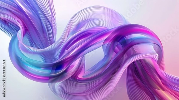 Fototapeta Abstract purple and blue swirling lines against a white background.