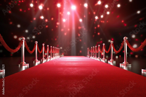 Fototapeta generated illustration of  a red carpet leading to a stage