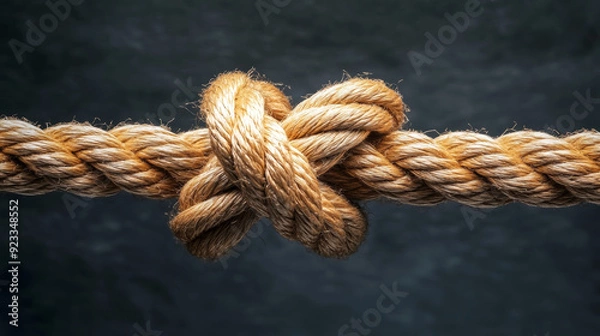 Fototapeta "A visually engaging illustration depicting integrated collaboration and collective effort through diverse ropes connected together. The design features multiple ropes in various colors and textures, 