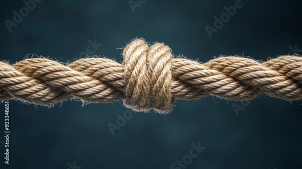 Fototapeta "A visually engaging illustration depicting integrated collaboration and collective effort through diverse ropes connected together. The design features multiple ropes in various colors and textures, 