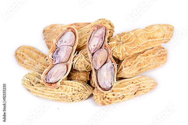 Fototapeta Peanuts on white background ,selective focus