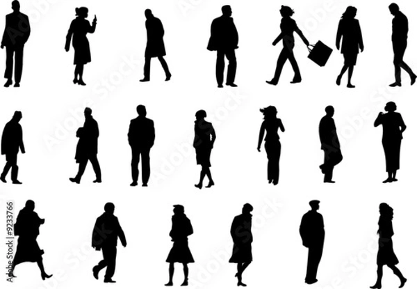 Obraz ordinary people silhouettes, vector collection
