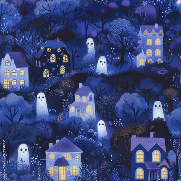 Fototapeta Halloween pattern, Halloween seamless pattern repeat