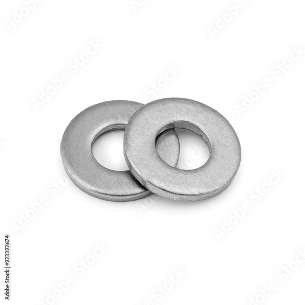 Fototapeta Close-Up of Metal Washers - Industrial Fasteners, High-Resolution Image for Manufacturing and Engineering Projects