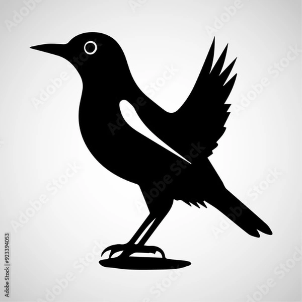 Fototapeta Minimalist Black and White Bird Animal Icon Design on Transparent Background – Perfect for Apps, Websites, UI/UX, Branding, Nature Projects, and Digital Media – High-Quality Vector Art