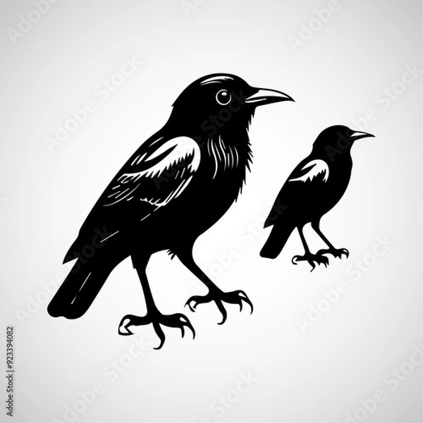 Fototapeta Minimalist Black and White Bird Animal Icon Design on Transparent Background – Perfect for Apps, Websites, UI/UX, Branding, Nature Projects, and Digital Media – High-Quality Vector Art