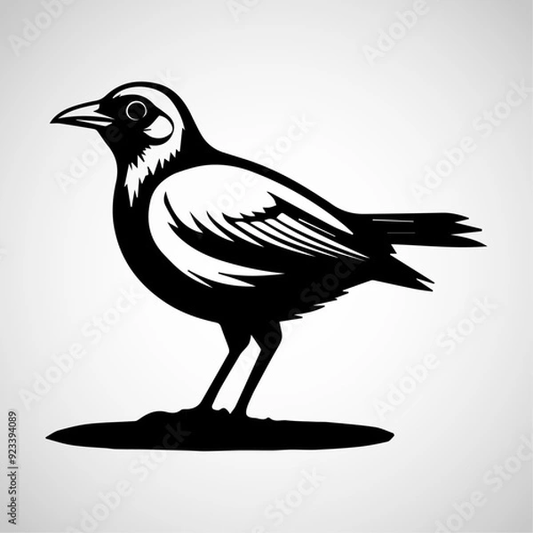 Fototapeta Minimalist Black and White Bird Animal Icon Design on Transparent Background – Perfect for Apps, Websites, UI/UX, Branding, Nature Projects, and Digital Media – High-Quality Vector Art