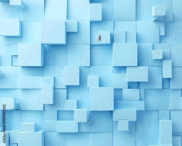 Fototapeta 3D cube shapes with light blue background
