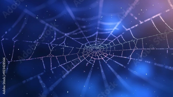 Obraz Double exposure of spider web and halloween night sky