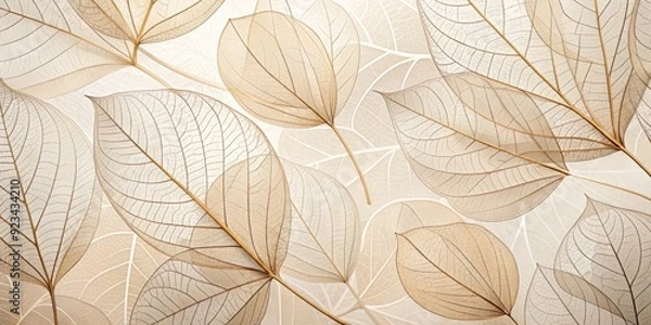 Obraz Delicate beige transparent leaves with intricate natural texture and veins create a stunning abstract floral background, perfect for minimalist natural designs and neutral wallpapers.