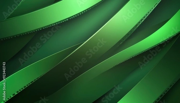 Obraz Abstract green waves with layered design creating depth and texture