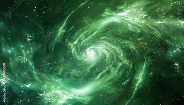 Obraz Swirling green galaxy in deep space during cosmic event