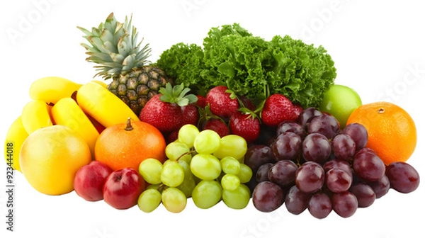 Fototapeta fresh colorful assortment of fruits and vegetables isolated on white or transparent png