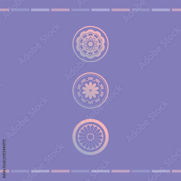 Obraz Illustration of Flower and Tree Frame in Oriental Painting Style