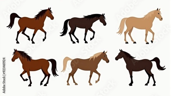 Obraz Colorful Horse Illustrations - Six Beautiful Horse Variants in Different Shades and Styles