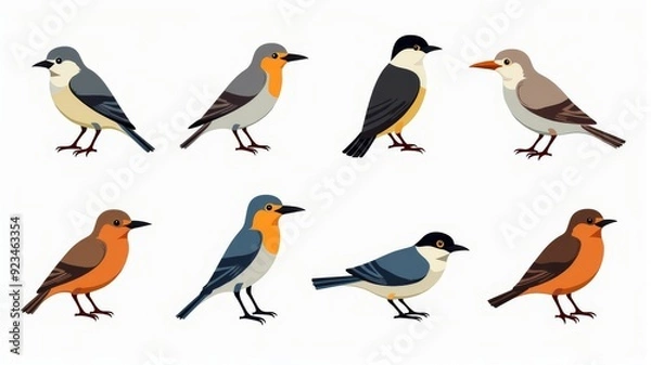 Fototapeta Colorful Illustration of Different Bird Species Perfect for Nature Projects and Educational Use