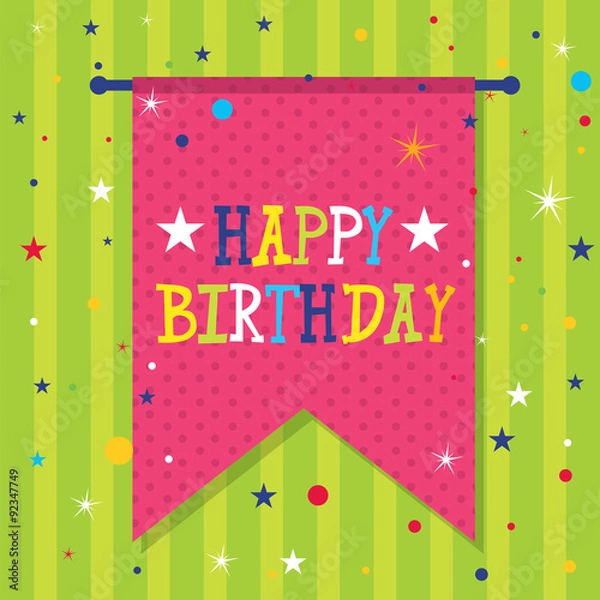 Fototapeta Birthday party with banner vector design. EPS 10 & HI-RES JPG Included 