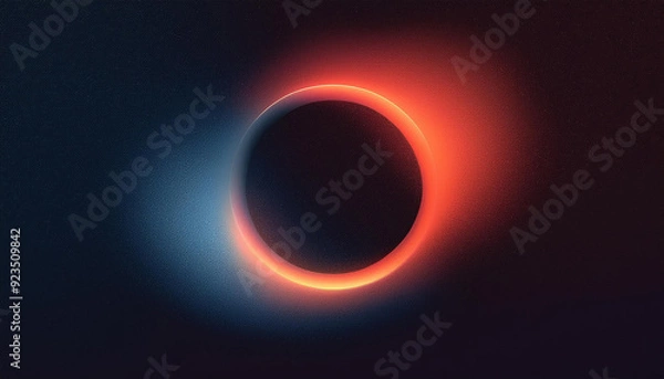 Fototapeta abstract grainy red blue gradient glowing ring, black  background banner poster
