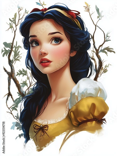 Obraz Snow White fairy tale character depiction, illustration - Generative AI