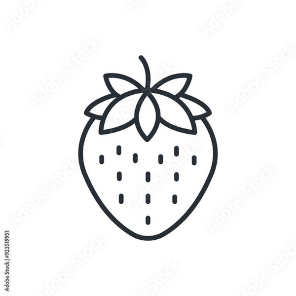 Fototapeta Fresh strawberry fruit line icon. Isolated vector illustration.