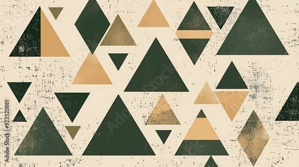 Fototapeta Geometric Harmony: Interlocking Triangle Pattern Vector Illustration with Earthy Tones and Organic Influences on Beige Background