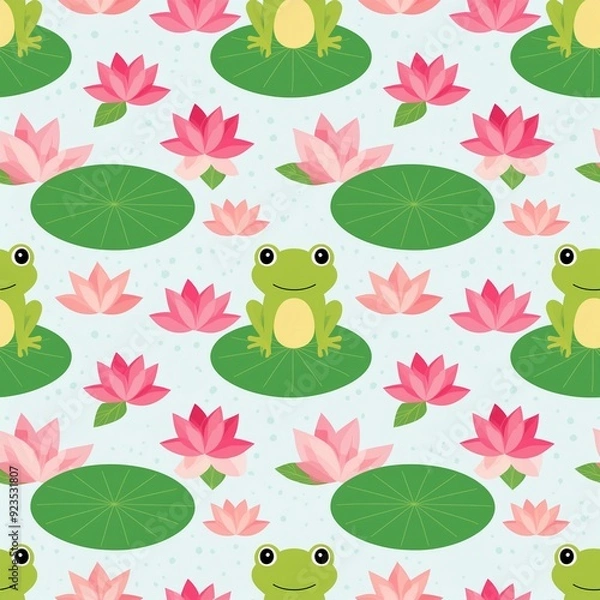 Fototapeta seamless pattern with frog an flower