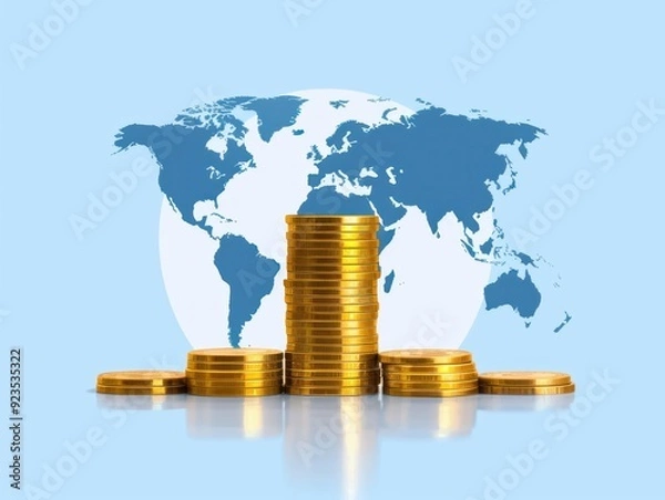 Fototapeta International payment platforms, wealth transactions, flat design illustration