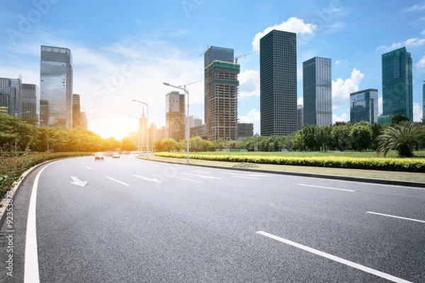 Fototapeta asphalt road of a modern city
