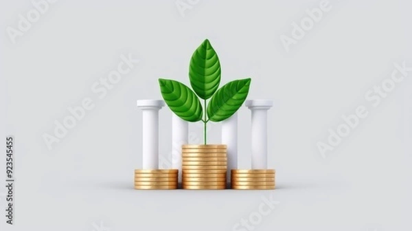 Fototapeta Virtual banking with coins, deposit details, flat design illustration