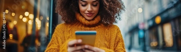 Fototapeta Customer using an interactive loyalty program app that offers personalized rewards, highlighting the role of interactivity in customer retention
