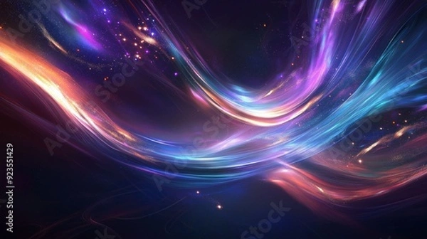 Fototapeta Vibrant swirling streams of colorful energy flow through deep space.