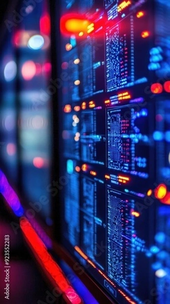 Fototapeta Advanced control panel managing malware response in a network, cybersecurity, protection