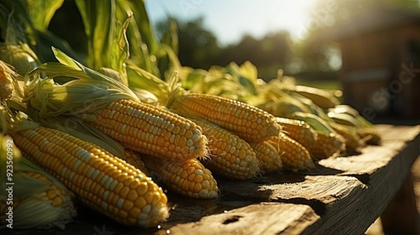 Fototapeta Corn is drying under the sunlight  