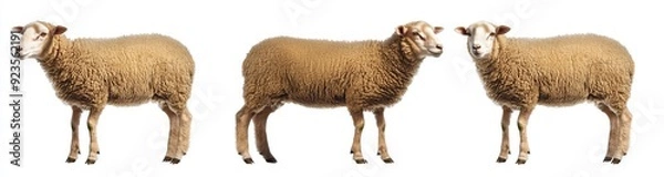 Obraz The sheep and lambs are standing on a white background.