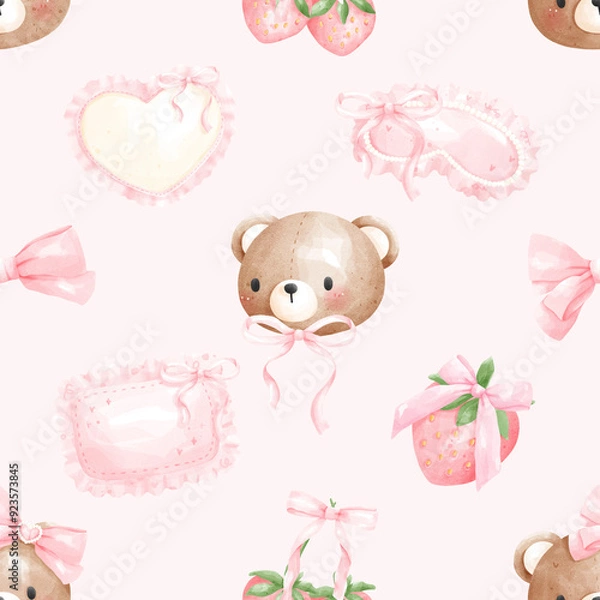 Fototapeta Cute Teddy Bear Seamless pattern 