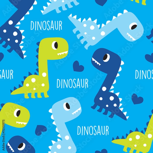 Obraz seamless dinosaur pattern vector illustration