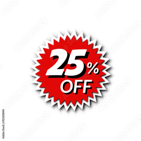 Obraz Special offer discount label with different sale percentage,10 15 25 50 off with PNG background ,transparent , red rubber stamp label