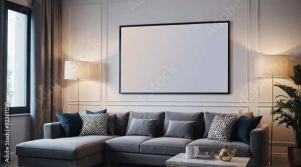 Obraz Scandinavian interior minimalism mock up with space for your text. Generative ai