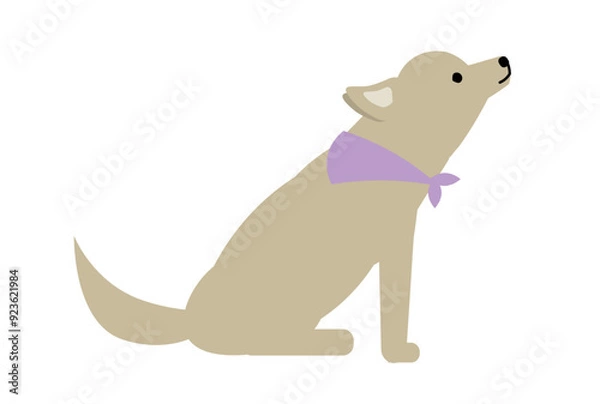 Fototapeta 横向きのおすわりをするラブラドールレトリバーのイラスト