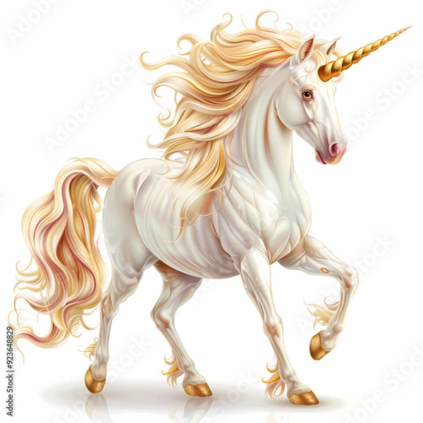 Fototapeta 3D unicorn in white background vector image