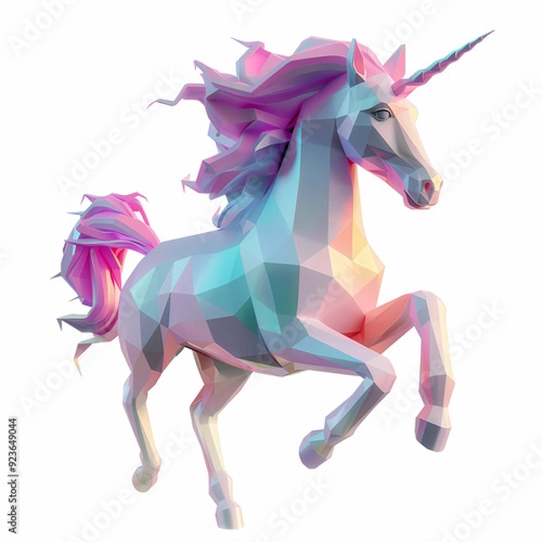 Fototapeta 3D unicorn in white background vector image