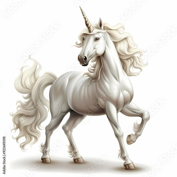 Fototapeta 3D unicorn in white background vector image