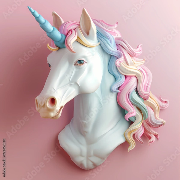 Fototapeta 3D unicorn in white background vector image