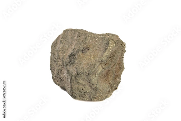 Fototapeta Brass nugget texture, rock fragment, mineral structure, raw material for metallurgy, natural geological form