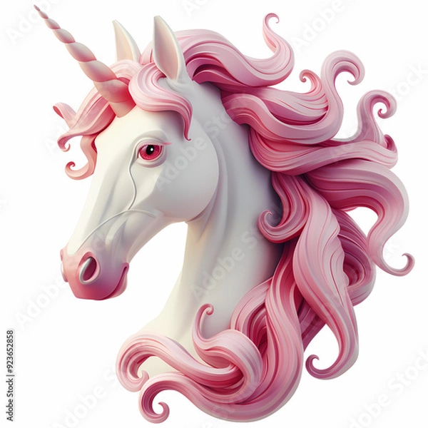 Fototapeta 3D unicorn in white background vector image
