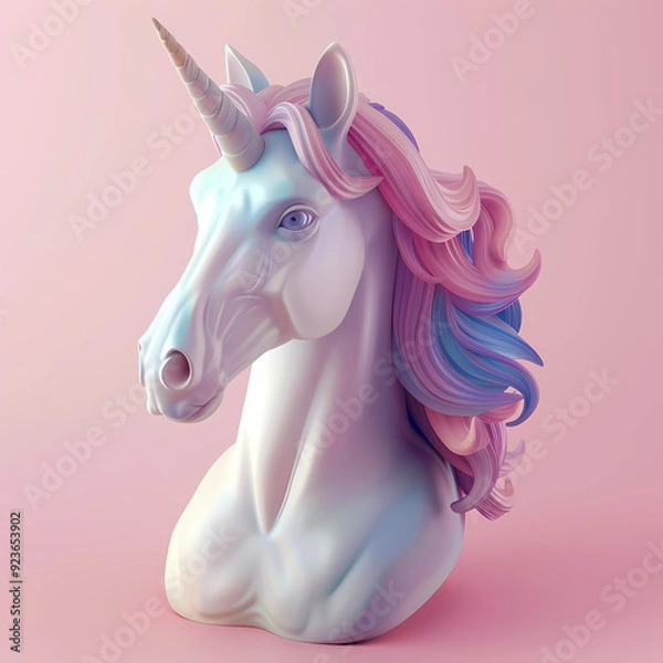 Fototapeta 3D unicorn in white background vector image