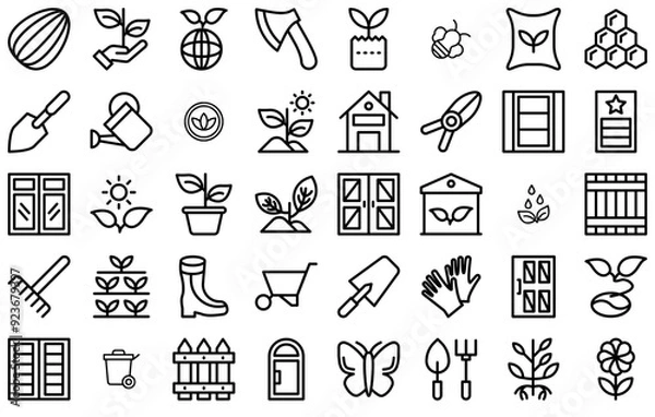 Fototapeta A Collection Of Plantation Shutters A Line Glyphs Icons Silhouette Vector Logo Design Containing Window,Shadow,Plantation,Agriculture,Blinds Vector Illustration Linear Pictogram Pack
